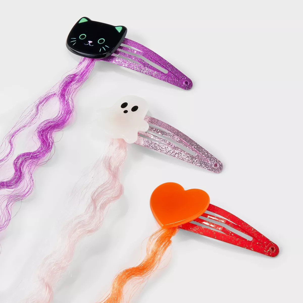 Girls' 6pk Halloween Faux Hair Snap Clips - Cat & Jack™ Orange/Pink/Purple | Target