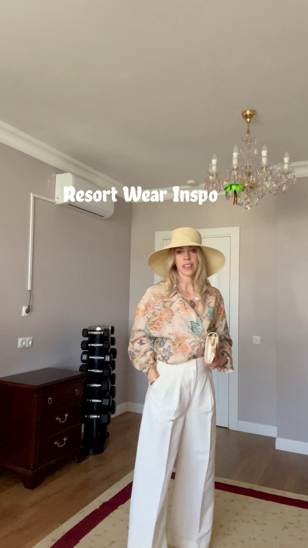 Resort wear outfit, beach dinner outfit, linen shirt, white linen pants, wide brim straw hat (under $20!)

#LTKgrwm #LTKTravel #LTKOver40