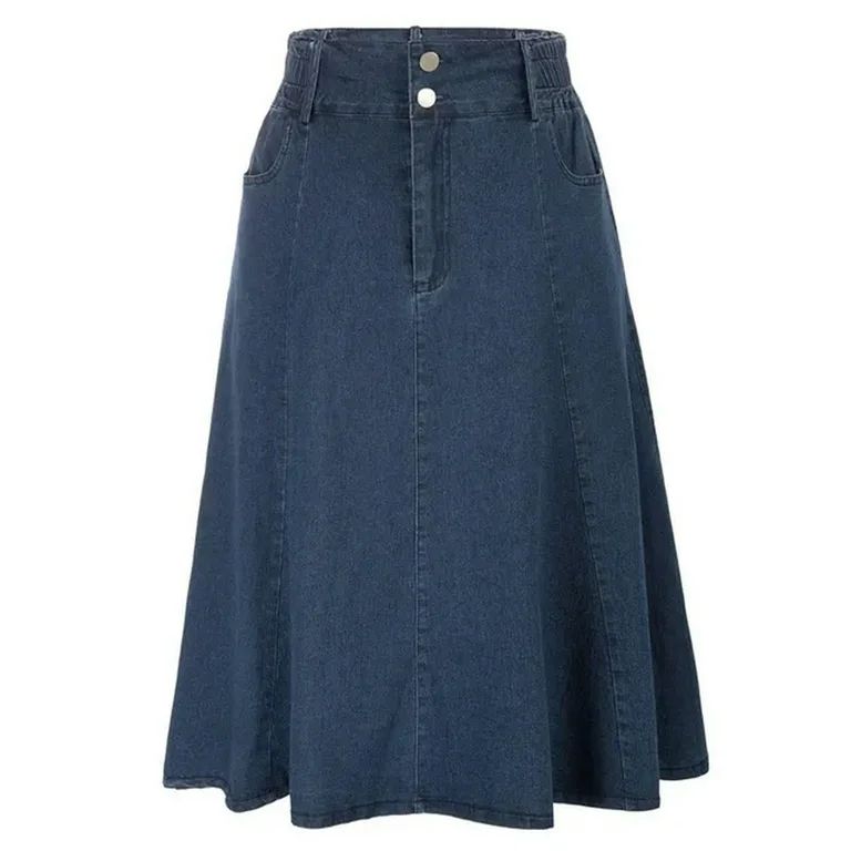 Women Cotton Blends Denim Skirt High Waist Flared A-line Skirt Fashion Youth Girls Lady Casual-Da... | Walmart (US)