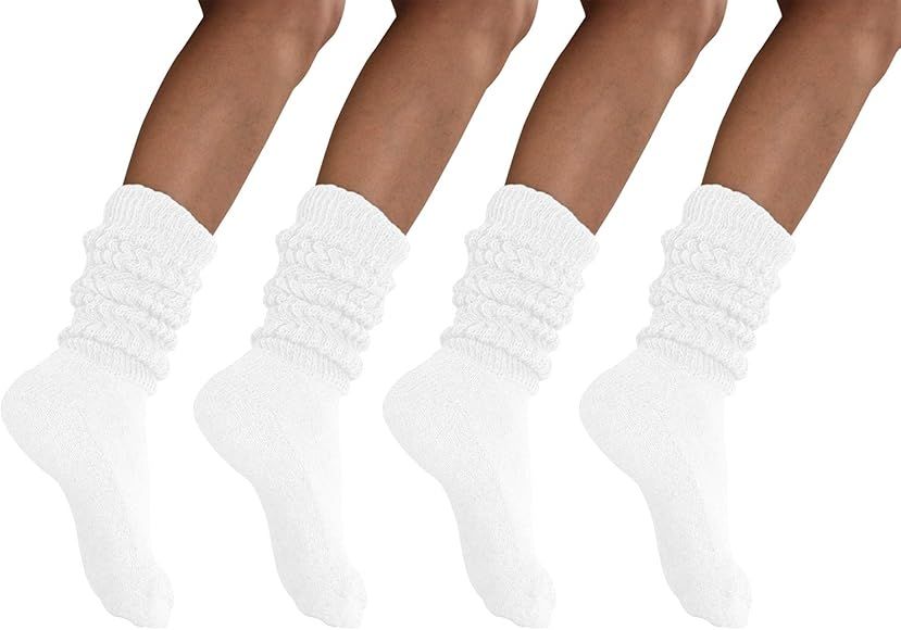 MDR Women and Men Slouch Socks Extra Tall/Extra Heavy Cotton Socks Made in USA Size 9-11, Pack of 4 | Amazon (US)