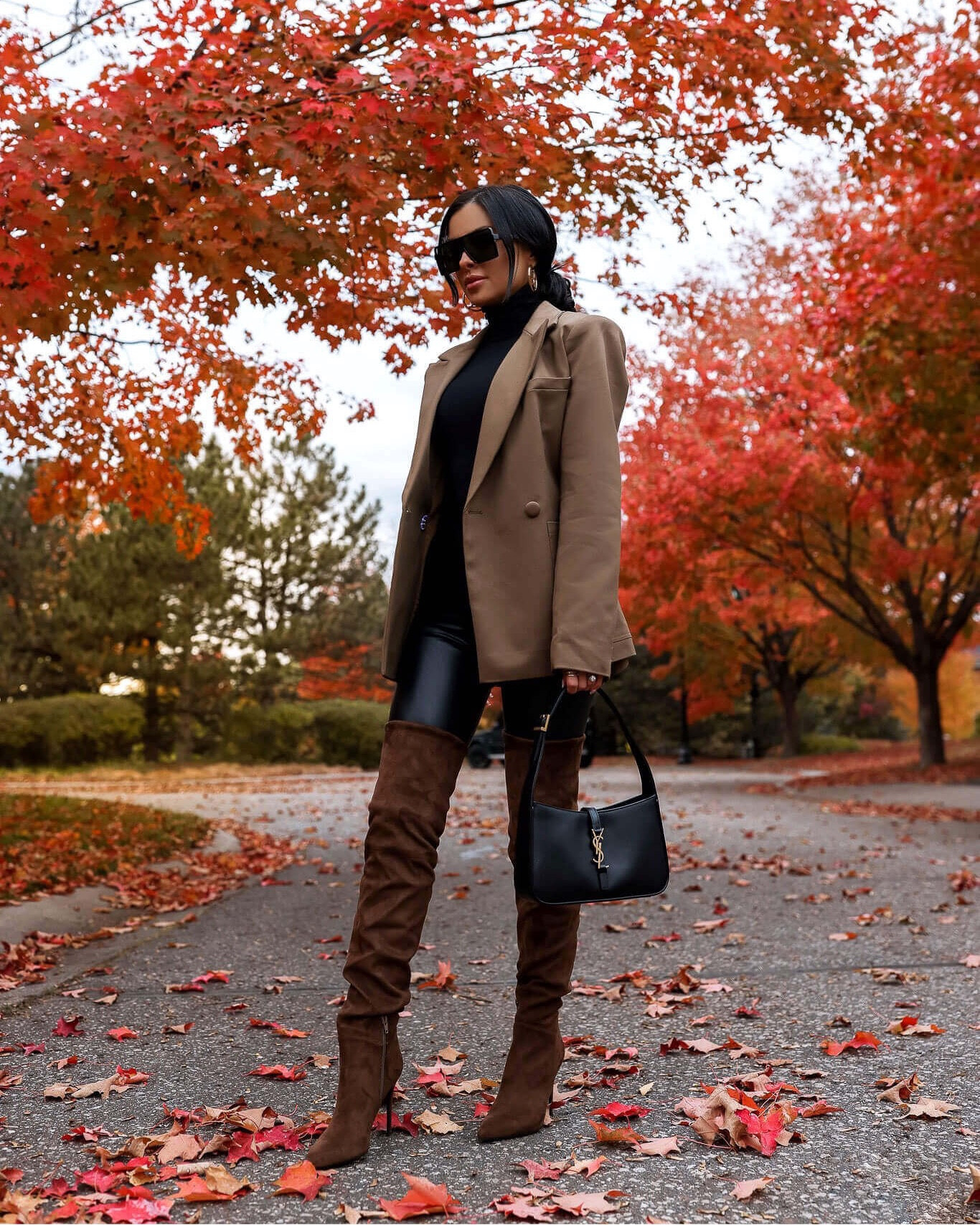 Fall outfit ideas / date night outfit
Brown blazer
Brown over the knee boots
Commando faux leather leggings
Commando black bodysuit 

#LTKShoeCrush #LTKFindsUnder100 #LTKSeasonal