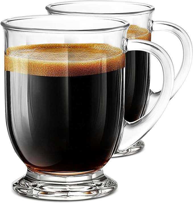 LUXU 24 OZ Glass Coffee Mugs (Set of 2), Large Clear Mugs With Handles for Hot and Cold Beverages... | Amazon (US)
