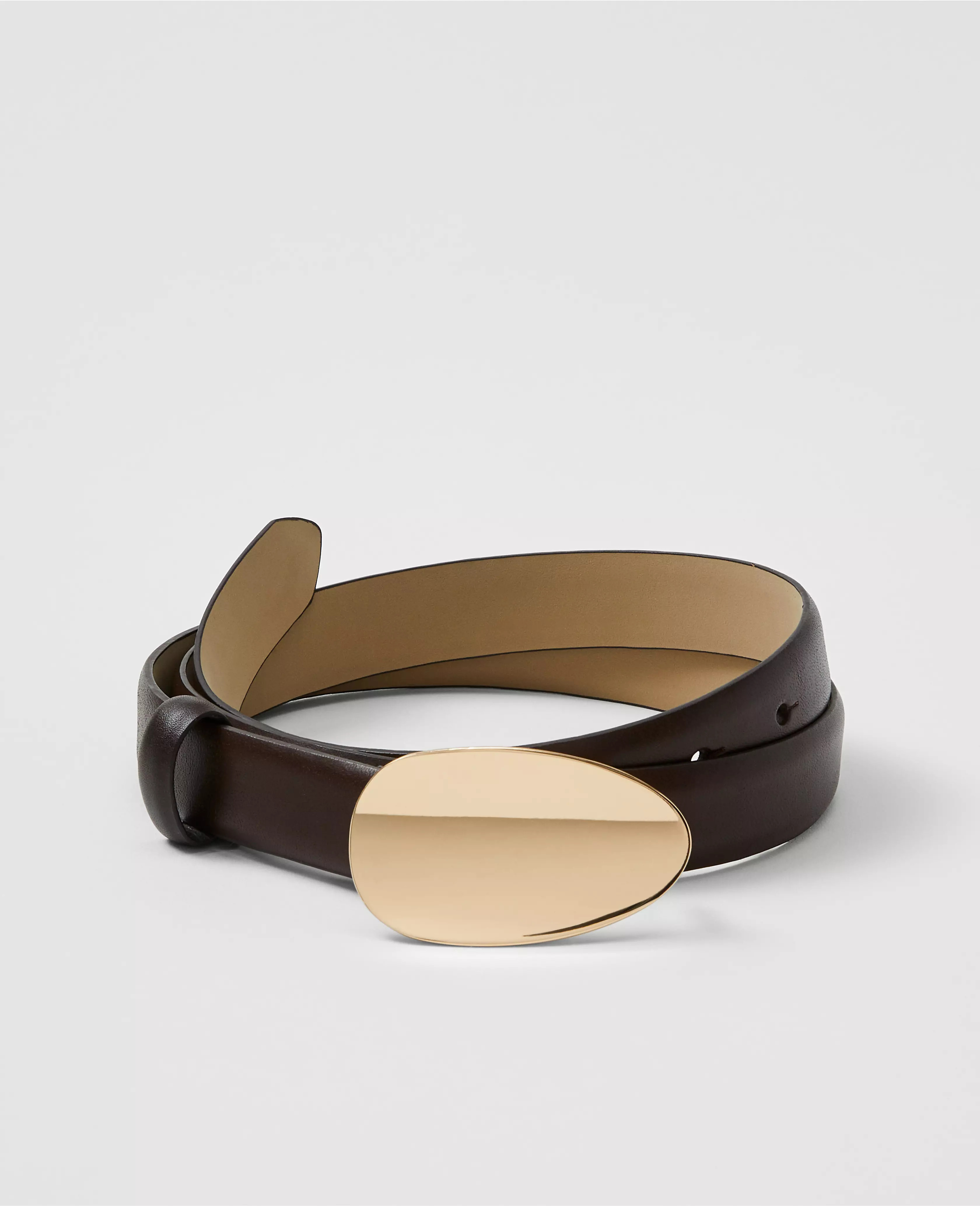 Leather Oval Buckle Belt | Ann Taylor
