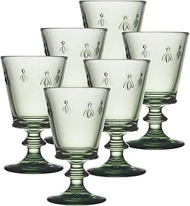 La Rochere Napoleon Bee Verdigris Green Wine Glasses Set of 6 – 8.0 oz, w/ the French Bee Embos... | Amazon (US)
