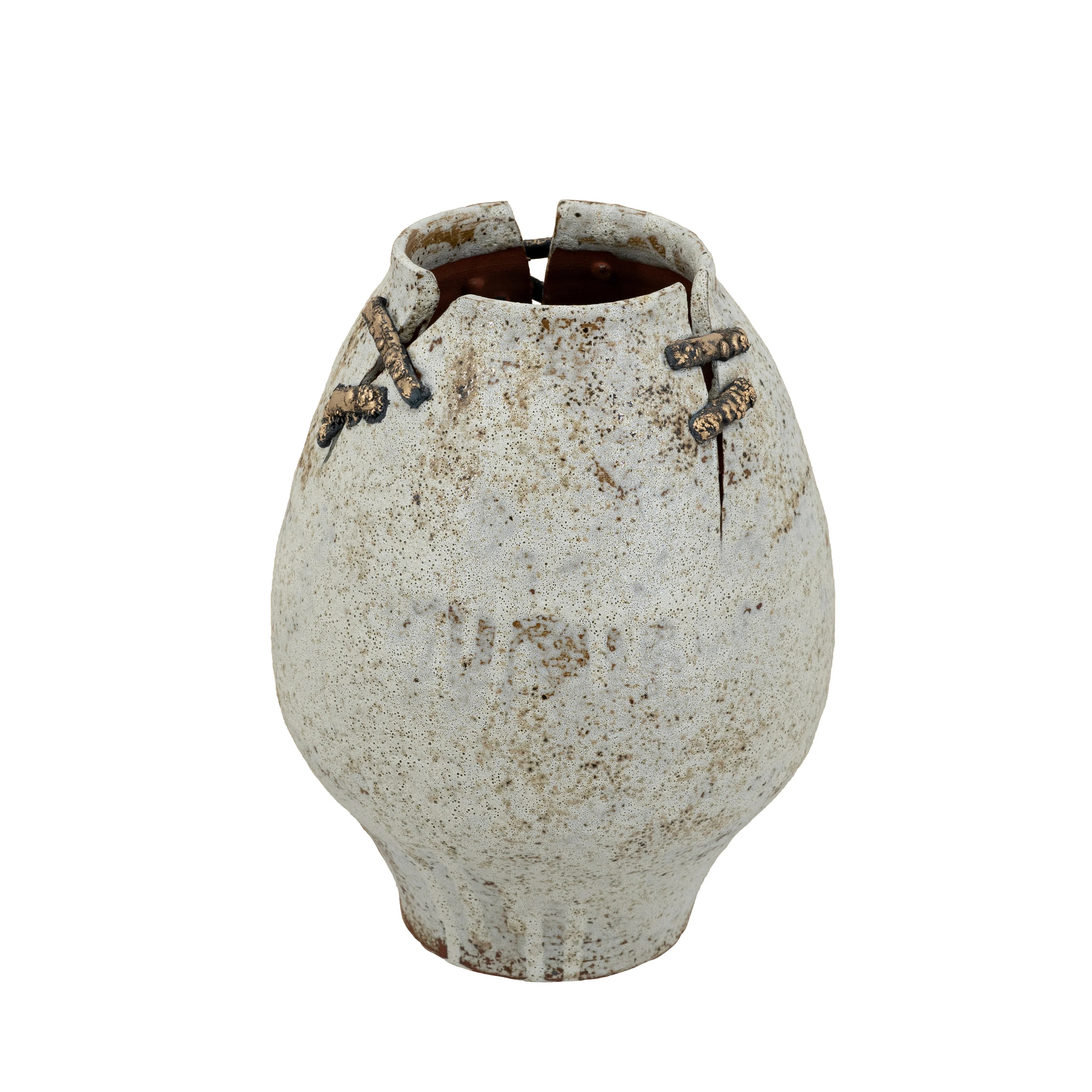 Hand-Pulled Ceramic Accent Vase With Earthy Finish And Wire Details | Wayfair North America