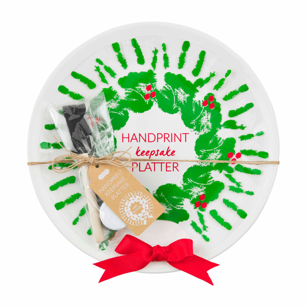 Wreath handprint platter set | Mud Pie