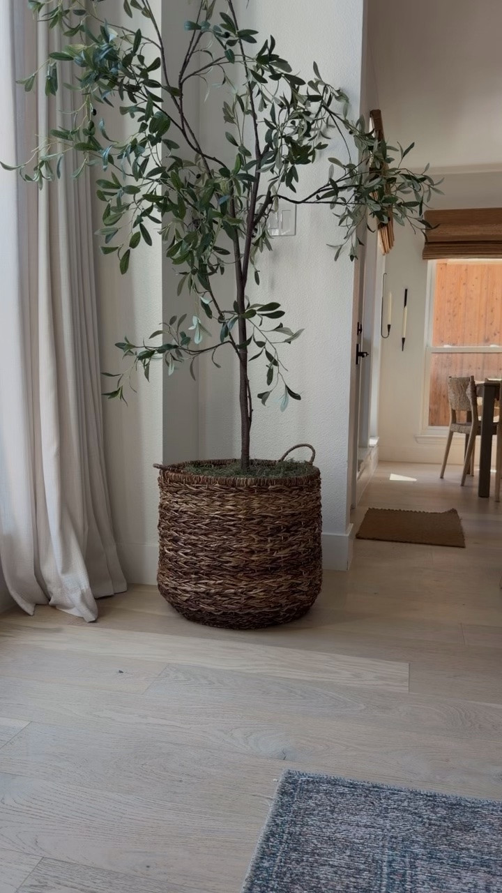 Basket is Home Goods! Linking my tree and some moss to recreate this look ❤️ Just stuff your basket with towels, plastic bags etc and then add the layer of moss on top!

#LTKHome
