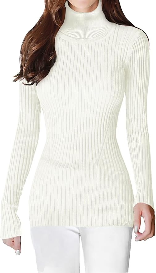 v28 Mock Neck Ribbed Sweaters for Women Cute Sexy Knitted Warm Fitted Fashion Pullover Sweater | Amazon (US)