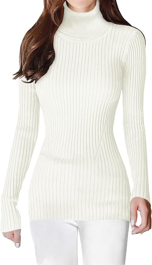 v28 Mock Neck Ribbed Sweaters for Women Cute Sexy Knitted Warm Fitted Fashion Pullover Sweater | Amazon (US)