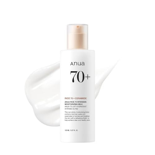 ANUA Rice 70 Intensive Moisturizing Milk, Hydrating Face Lotion, Niacinamide, Ceramides, All Skin Types, Sensitive, Skin Moisture Barrier, Lightweight Nourishing, Korean Skincare, 5.07 fl.oz. | Amazon (US)