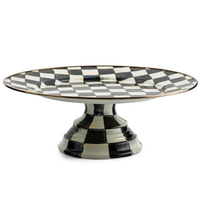 MacKenzie-Childs Courtly Check Enamel Pedestal Platter - Large | MacKenzie-Childs