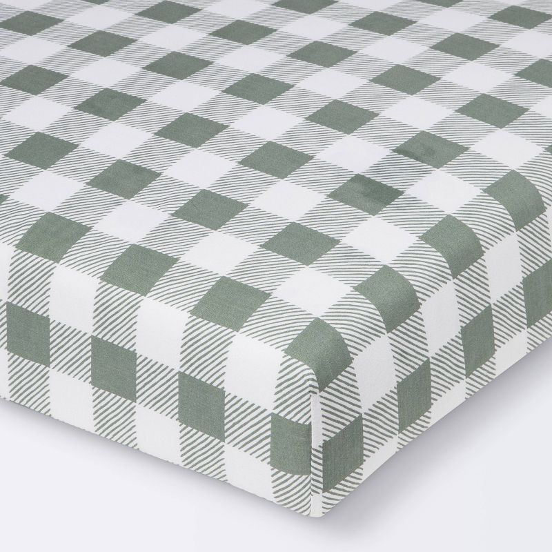 Fitted Crib Sheet - Cloud Island™ Green Gingham | Target