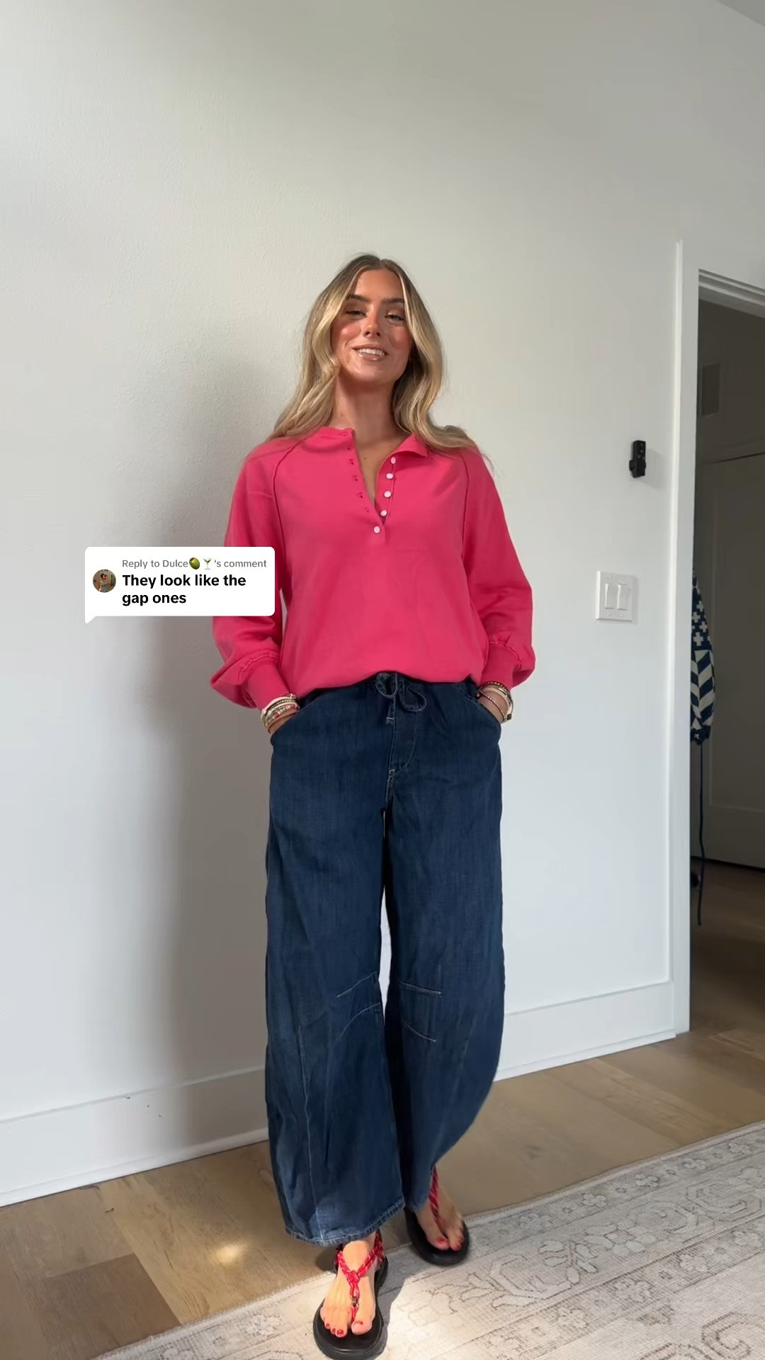 Gap size XS mid rise easy horseshoe jeans. An exaggerated curve. An extra loose leg. ​A barrel fit goes extra wide — and becomes completely new.

Fit: An ankle-length horseshoe jean that's fitted at the waist with an exaggerated curved leg and tapered ankle.
Fabric: 95% Cotton, 5% Recycled Cotton.
Stretch: No Stretch Jeans. Authentic denim that gets better with every wear. Made to wear all day & break in over time.
Rise: Mid Rise Jeans.
Look: A horseshoe jean in a dark indigo wash.
Details: Elasticized waist with drawcords, four-pocket styling & seams at sides. @gap

#LTKootd #LTKSaleAlert #LTKdayinmylife