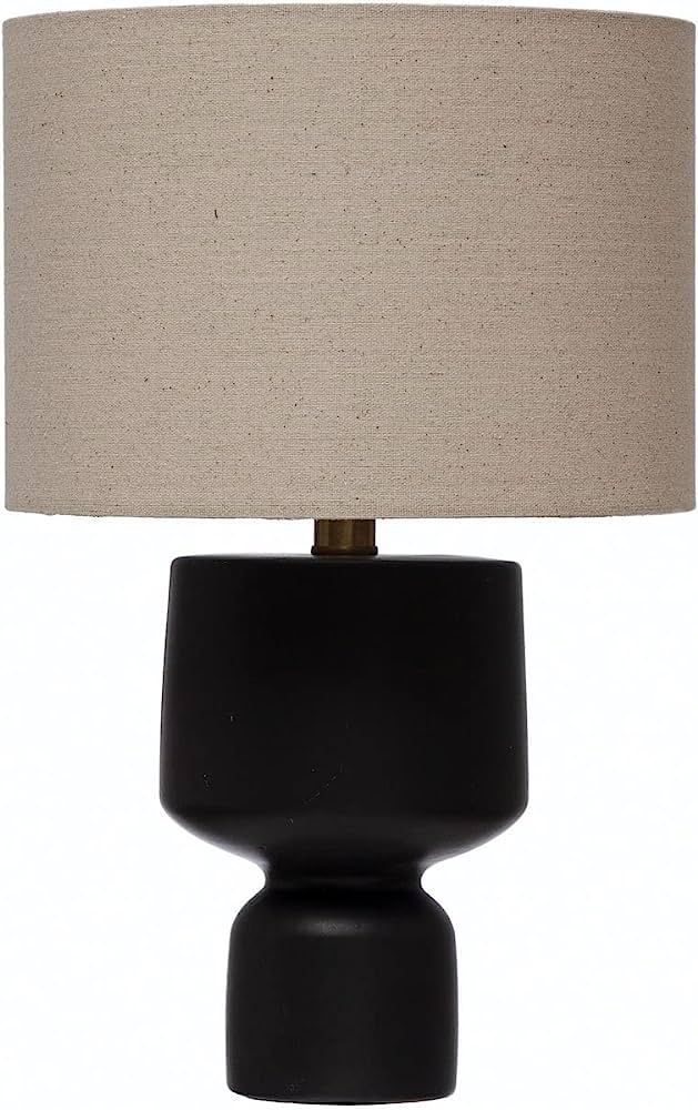 Bloomingville Stoneware Fabric Shade Table Lamp, 11" L x 11" W x 17" H, Black | Amazon (US)