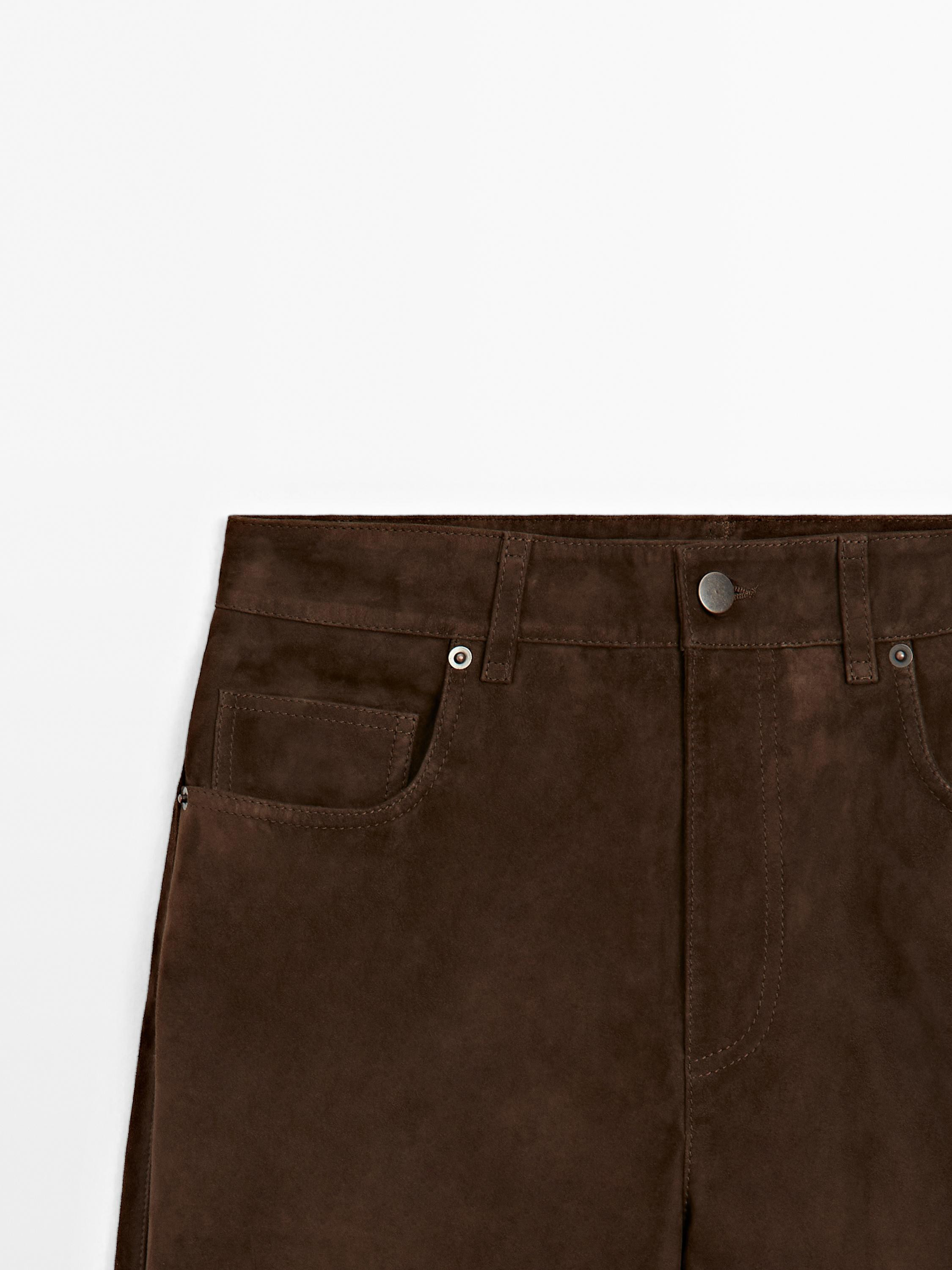 Suede leather trousers | Massimo Dutti UK