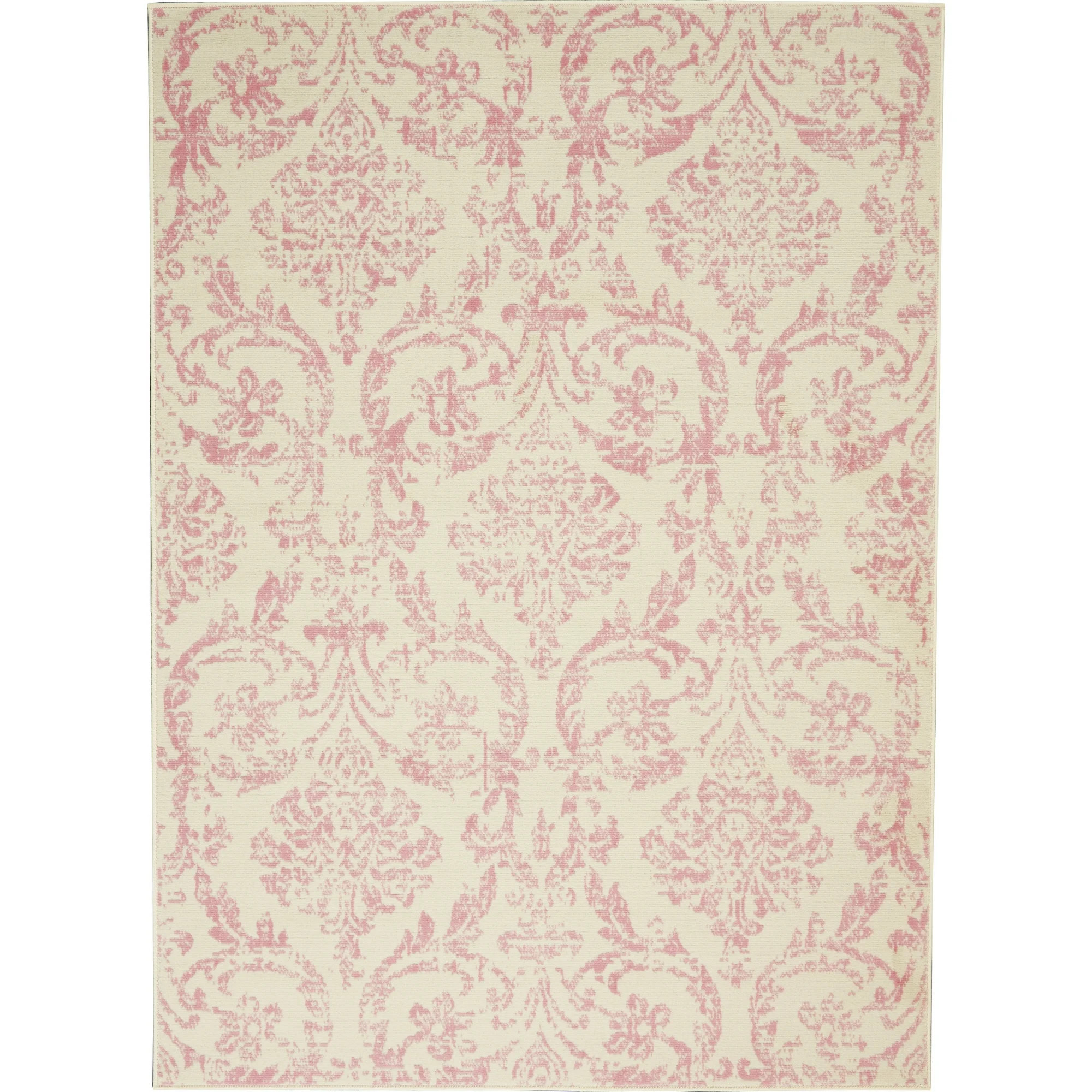 Farmhouse Damask Ivory/Pink Area Rug by Pinewood Grove | Walmart (US)