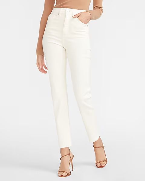 Super High Waisted Supersoft Off-White Slim Jeans | Express