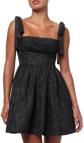 Lulus Sydney Tie Shoulder Mini Dress Floral Jacquard Sleeveless A-Line Holiday Cocktail Dress | Amazon (US)