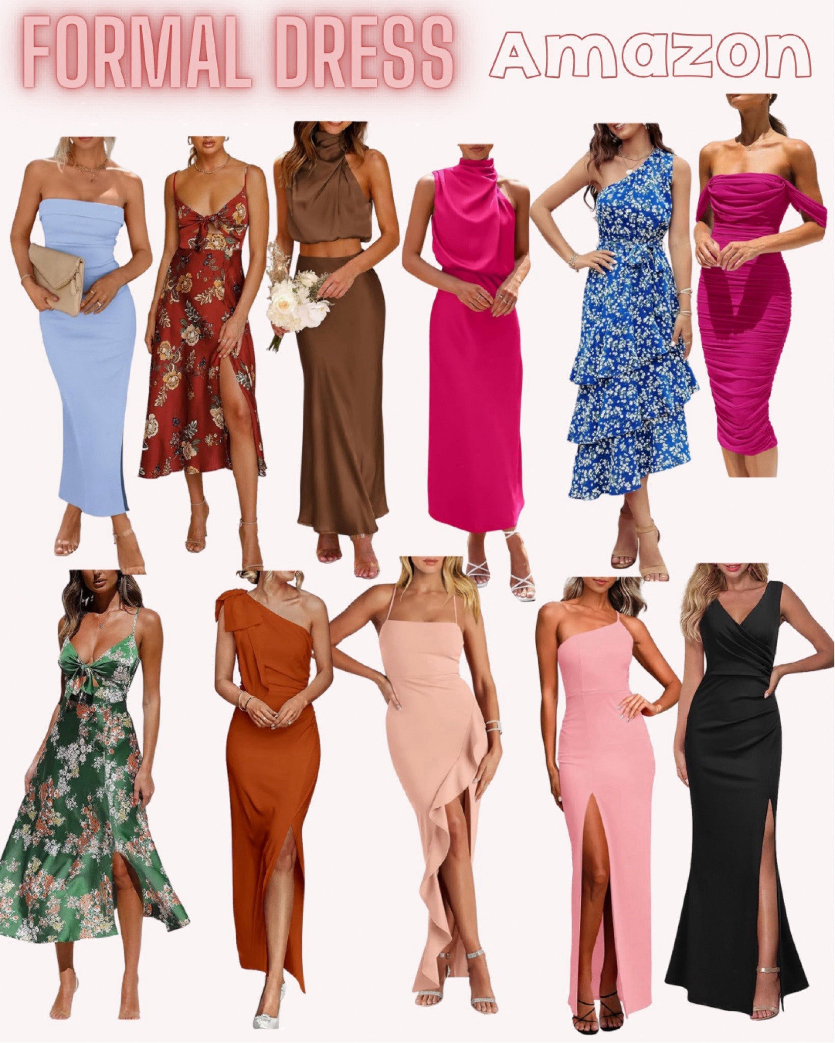 Formal dresses from Amazon. Wedding guest dress. Long dress. Party dress. One shoulder dress. Bodycon dress. Strapless dress. High slit dress. Floral dress. Comes in more colors. Dresses under $60. Spring formal dress. Summer formal dress. Prom dress 

#LTKWedding #LTKFindsUnder100 #LTKParties