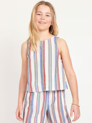 Sleeveless Cross-Back Linen-Blend Top for Girls | Old Navy (US)
