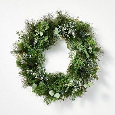 Long Needle Pine with Juniper Wreath Green - Threshold&#8482; designed with Studio McGee | Target