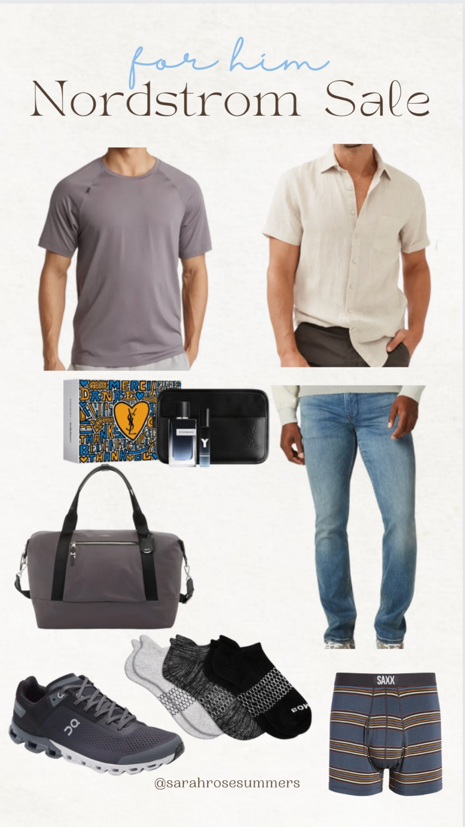 Nordstrom sale for him - men’s on cloud sneakers, white adidas tennis shoes, YSL cologne, tumi carryon, Hudson jeans, socks, boxer briefs, and sweat wicking workout shirt 

#LTKxNSale #LTKmens #LTKshoecrush