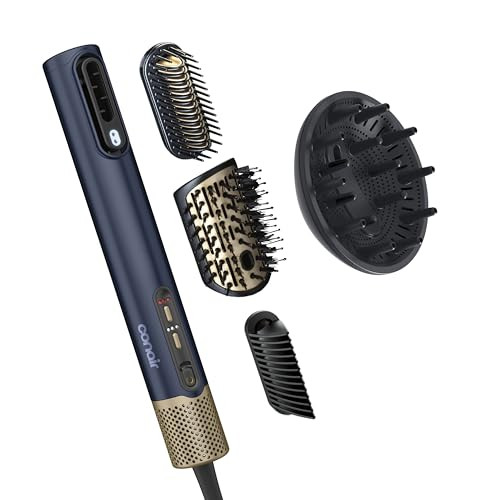 Infiniti PRO CONAIR DigitalAIRE Hair Dryer Drying Wand, Straightener and Styler, Ionic All-in-One Digital Motor Blow Dryer, Includes 3 High-Performance Attachments, Dark Blue | Amazon (US)