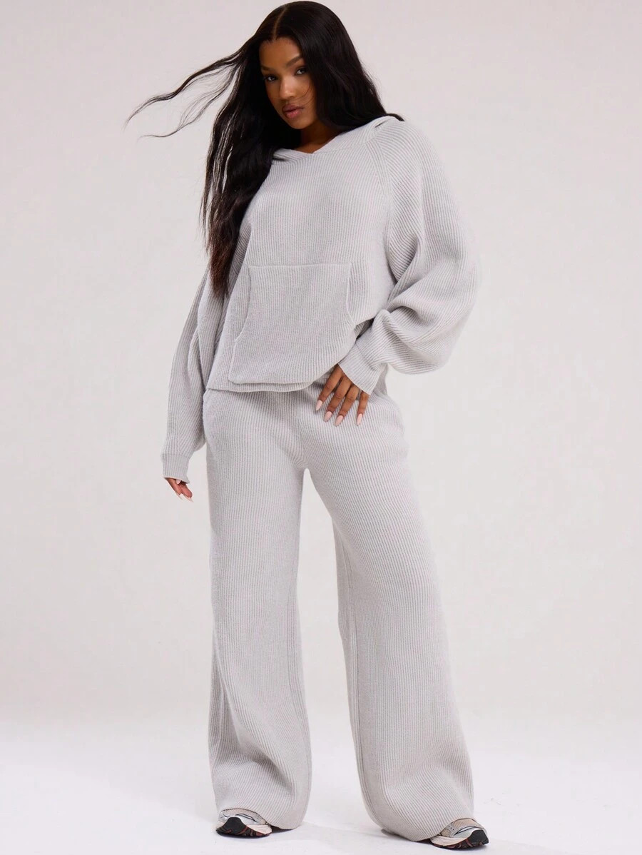 MUSERA Ribbed Knit Wide Leg Trousers | SHEIN