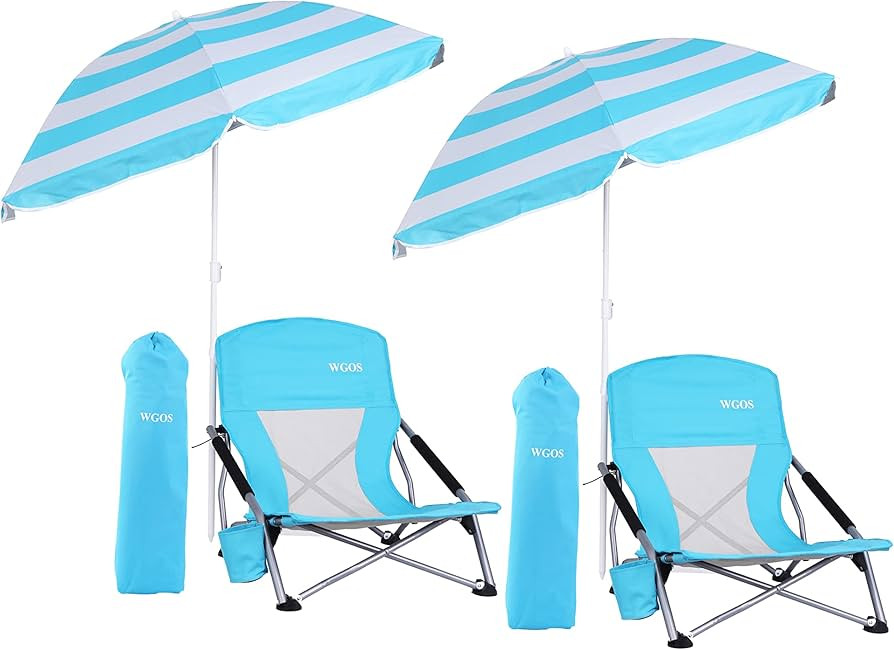 Beach Chair, Beach Chair and Umbrella, Folding Beach Chair, Beach Chairs for Adults, Low Beach Ch... | Amazon (US)