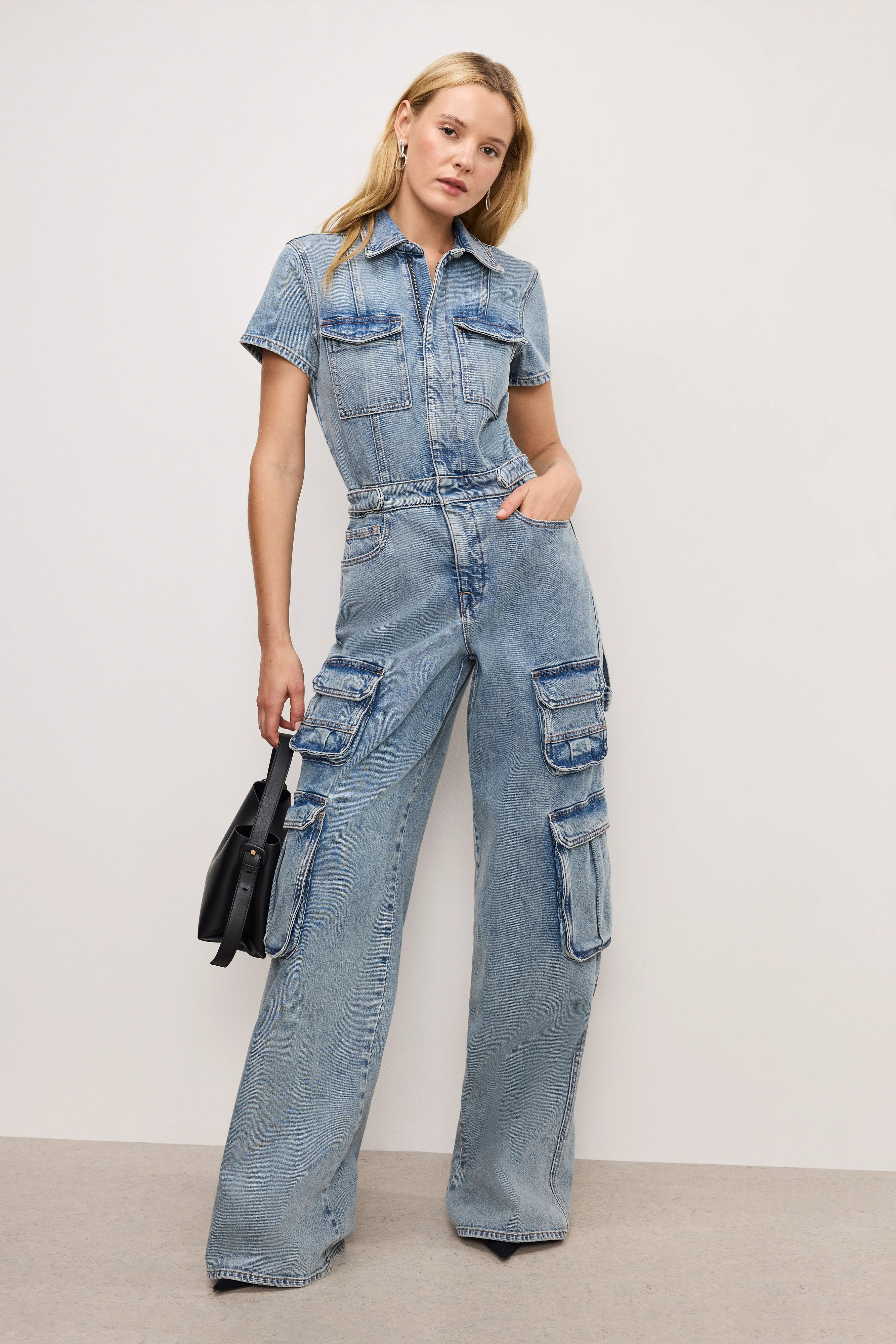 FIT FOR SUCCESS CARGO JUMPSUIT | INDIGO762 - GOOD AMERICAN | Good American
