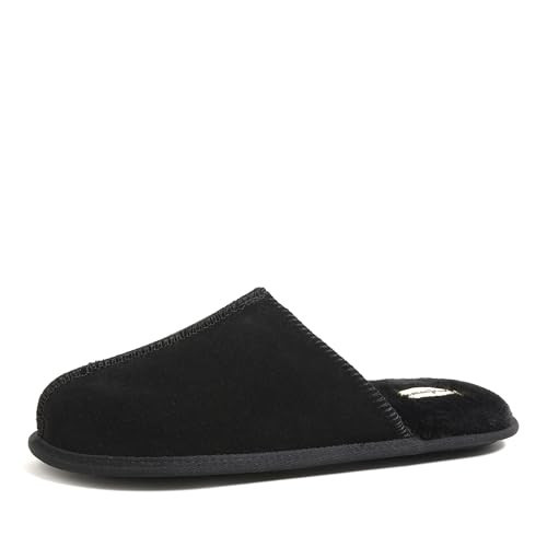 Dearfoams mens Genuine Suede Closed Toe Scuff Slipper, Black, 9 US | Amazon (US)