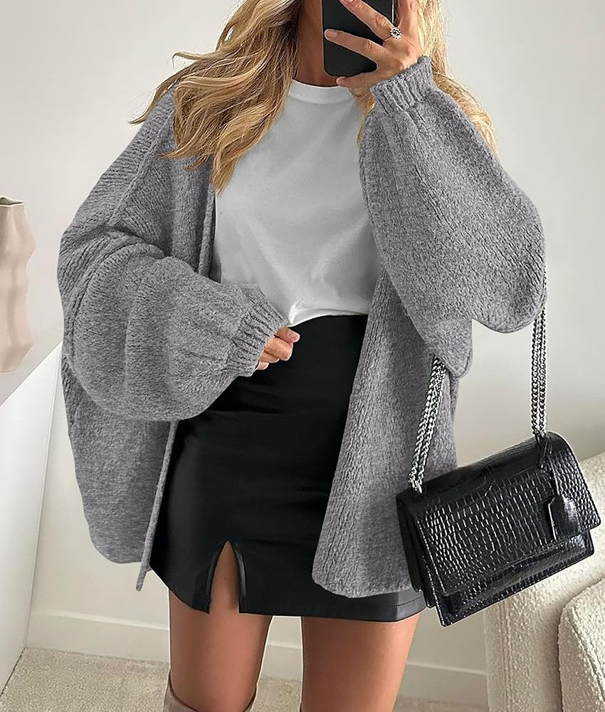 PRETTYGARDEN Womens Oversized Cardigan Sweaters 2026 Fall Long Lantern Sleeve Knit Open Front Lig... | Amazon (US)