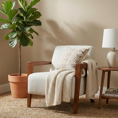 GDFStudio Nolan Mid-Century Modern Wood Chenille Upholstered Accent Chair, Beige | Target