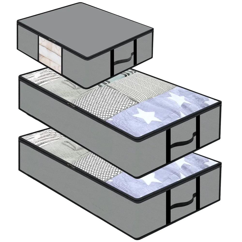 2 Pcs 90L + 1 Piece 32L Large Underbed Storage Bags Organizer Container with Zippers, Foldable Un... | Walmart (US)