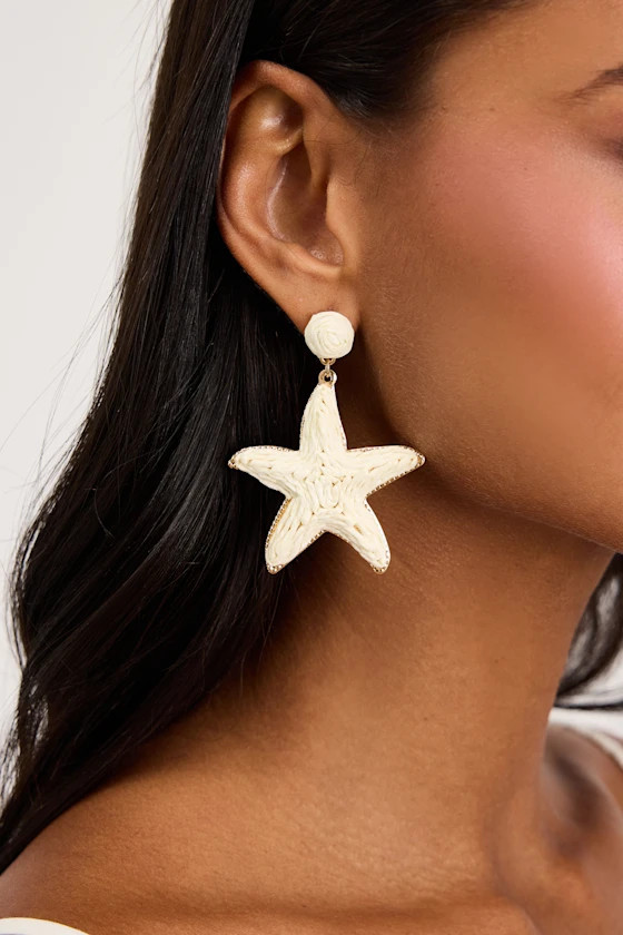 Farris Ivory Raffia Starfish Statement Earrings | Lulus