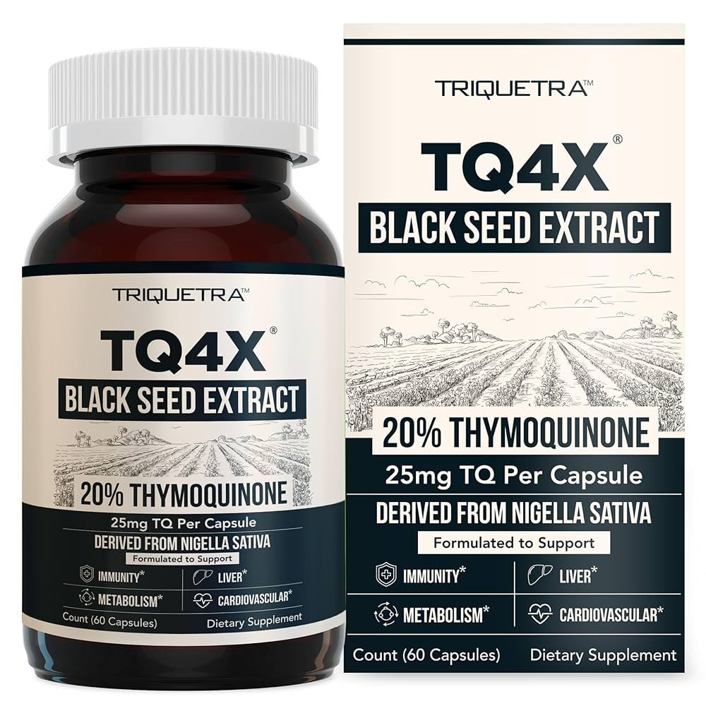 20% Thymoquinone Black Seed Oil Extract Capsules - TQ-Advanced 4X®: Potent Thymoquinone Concentration Available Concentrate from Nigella Sativa, Raw Form, Vegan, Glass Bottle (25 mg - 60 Capsules) | Amazon (US)