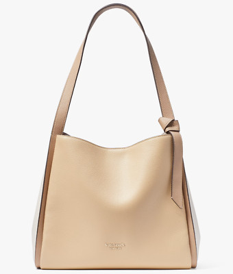 Kate Spade Knott Large Shoulder Bag Beige & White Leather Purse K4385 NWT $398 | eBay US