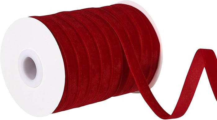Red Velvet Ribbon 30 Yards 3/8 Inch Vintage Thin Ribbon Red Bows for Choker Wedding Hair Bows Flo... | Amazon (US)