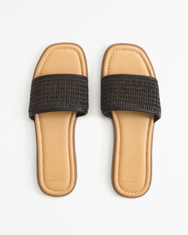 Straw Flat Slide Sandals | Abercrombie & Fitch (US)