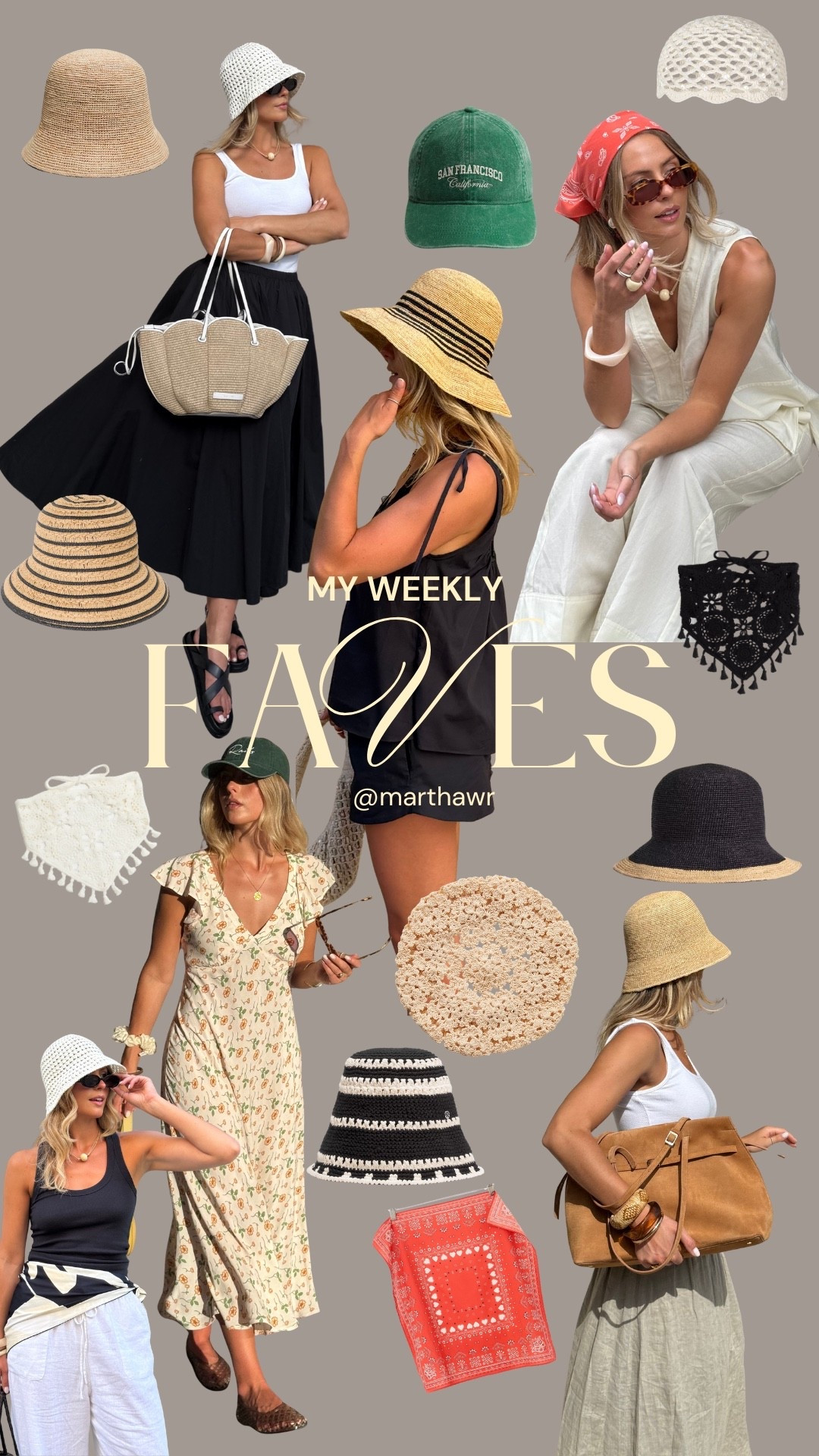My top hat picks for the summer! 

Crochet, crochet beret, crochet bonnet, scandi style, Copenhagen style, head scarf,  silk scarf, bandana, crochet head scarf, straw hat, bucket hat, summer hat, holiday accessories 

#LTKsummer #LTKuk #LTKeurope