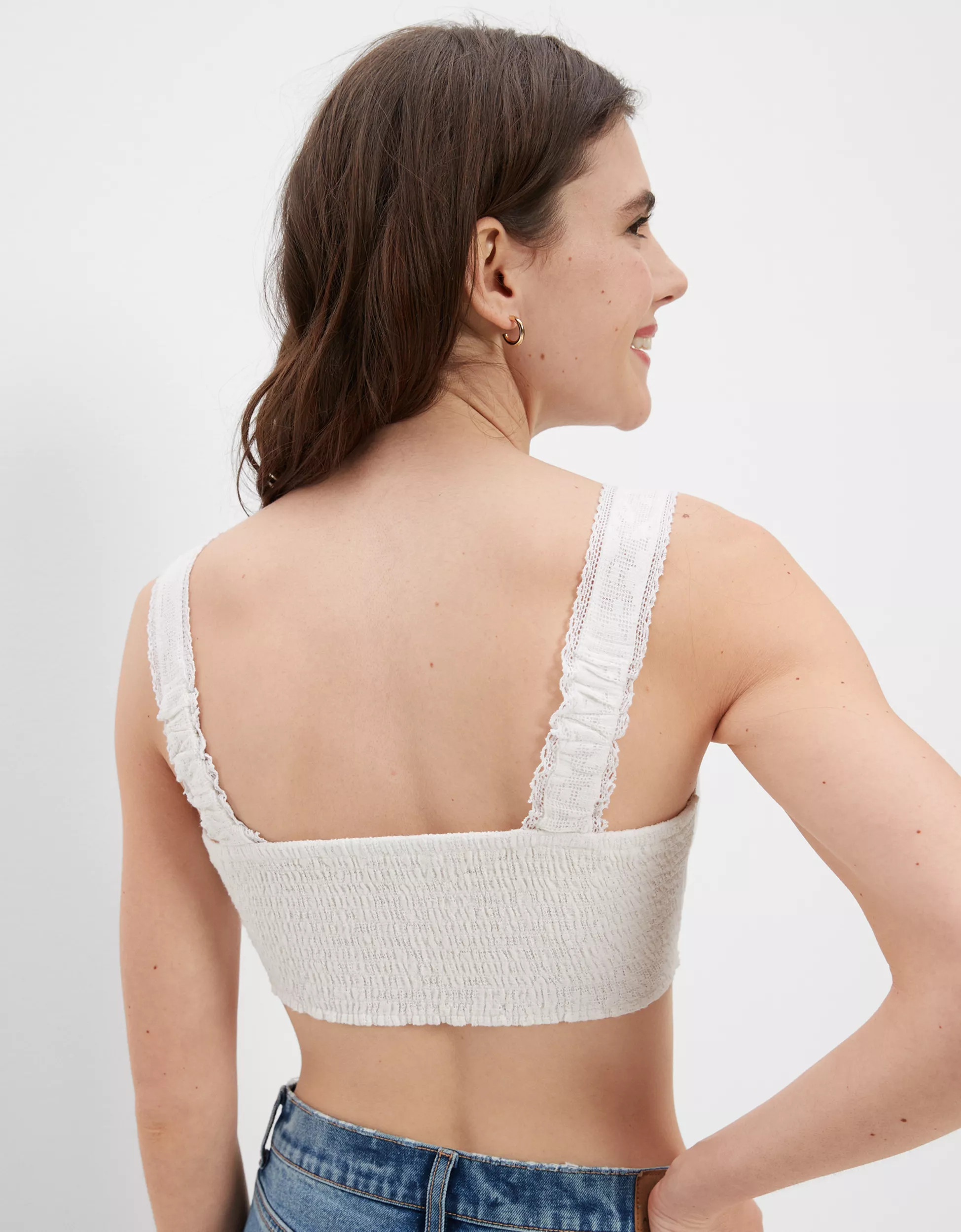AE Lace Overlay Super Cropped Tank Top | American Eagle Outfitters (US & CA)