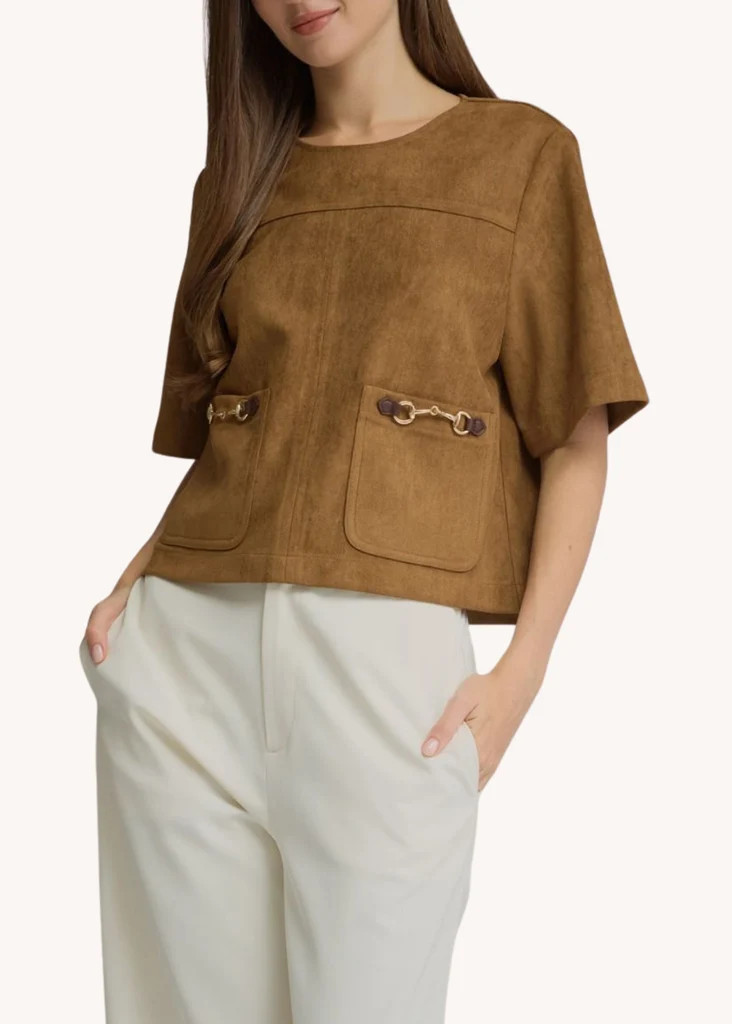 Ryder Top in Saddle | Poppy and Pink