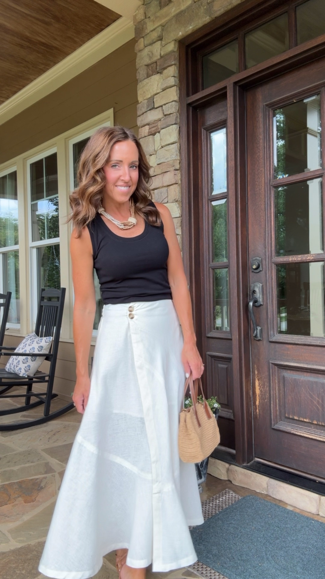 Linen maxi skirt. Black scoop tank. 
Use code TWOPEAS20 for 20% off at Anthropologie 
Tank XS. Skirt XS.

#LTKootd #LTKSaleAlert #LTKSeasonal
