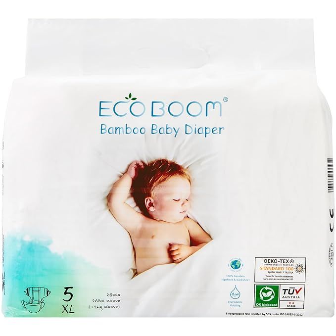 ECO BOOM Baby Diapers 100% Eco-Friendly Natural Diaper Size 5 (26lb+) Infant Anti Leak System Dis... | Amazon (US)