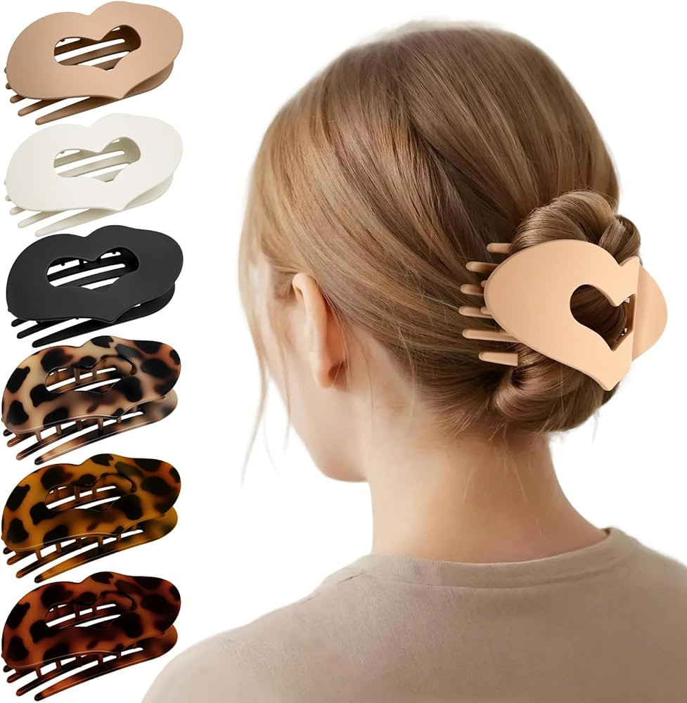 French Flat Hair Clips for Women,No-Slip Claw Barrettes for Thick & Thin Hair Matte Non-slip Larg... | Amazon (US)