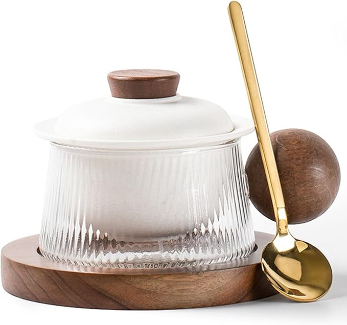 Tea Cup with Infuser and Lid,Glass Tea Mugs with Handle,Wood Saucer and Spoon,for Blooming and Lo... | Amazon (US)