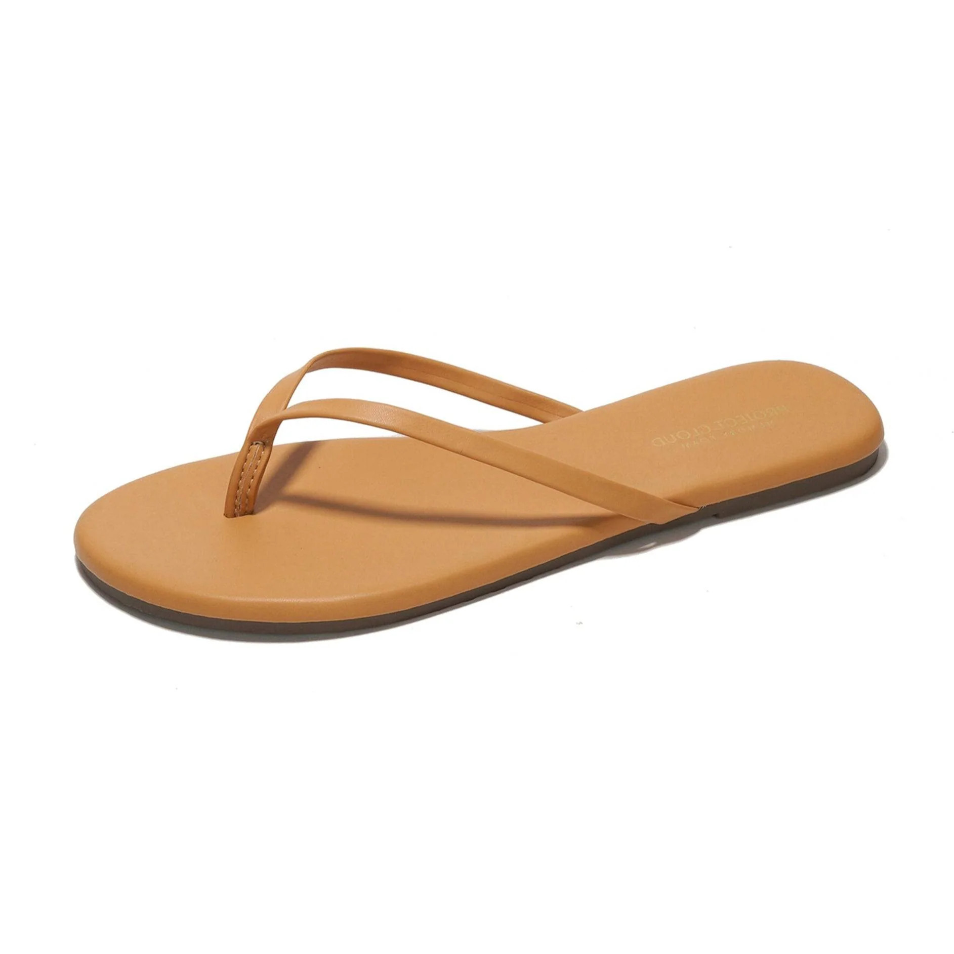 Project Cloud Women's | Eco-Leather Women Flip Flops | Memory Foam | Lightweight | Non-Slip - Foundations Tan / 8.5 | Project Cloud