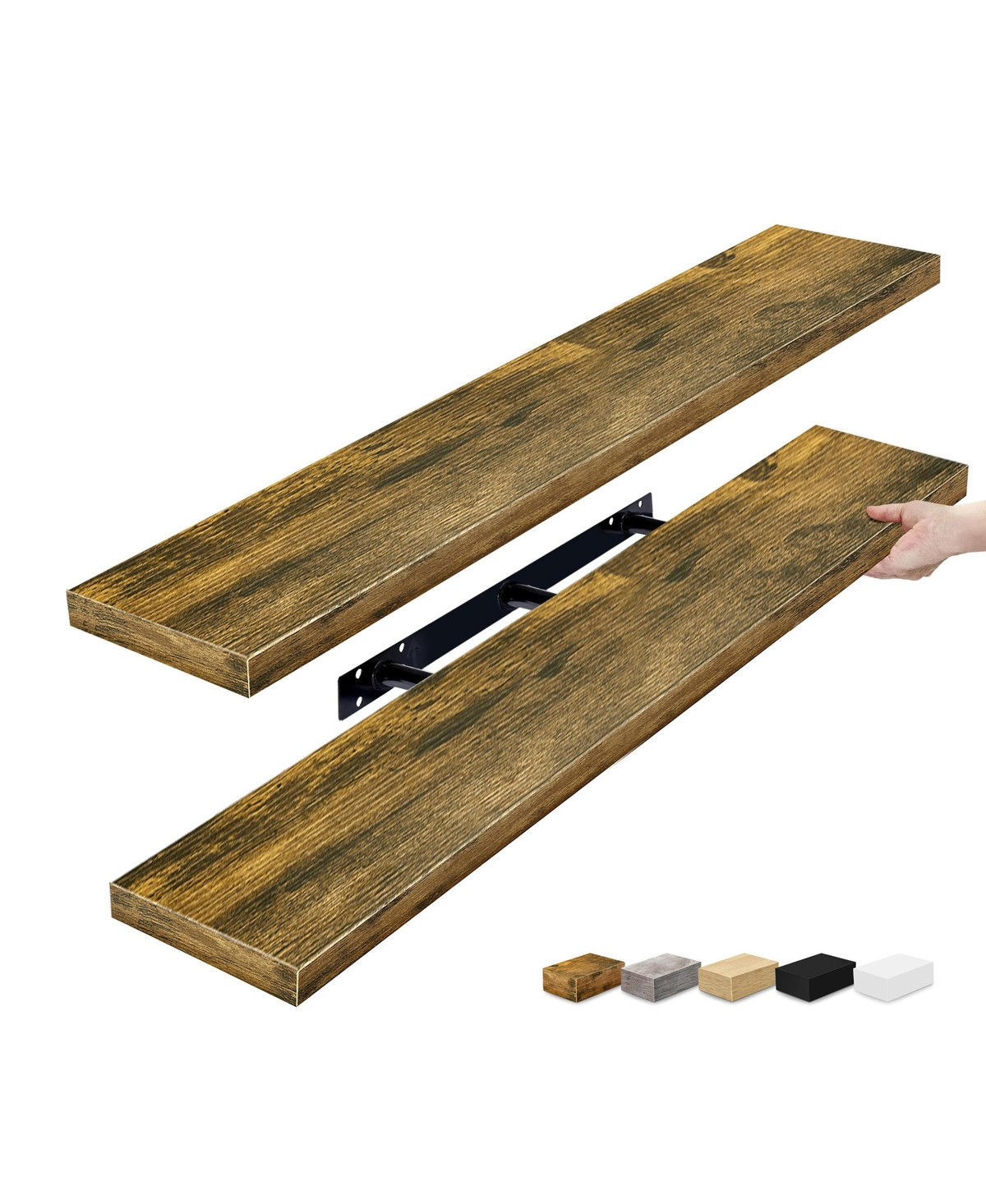 Sorbus 2 Pack 47 x 9.25 Inch Wall Mounted Floating Shelves - Stylish and Functional Storage - Brown | Macy's