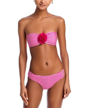 AQUA Striped Rosette Bandeau & Striped Bottom  | Bloomingdale's EDITORIAL Vacation Women | Bloomingdale's (US)