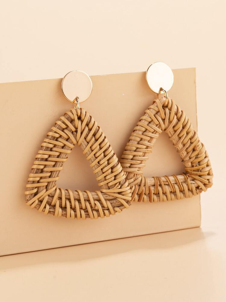 Geometric Rattan Design Drop Earrings | SHEIN